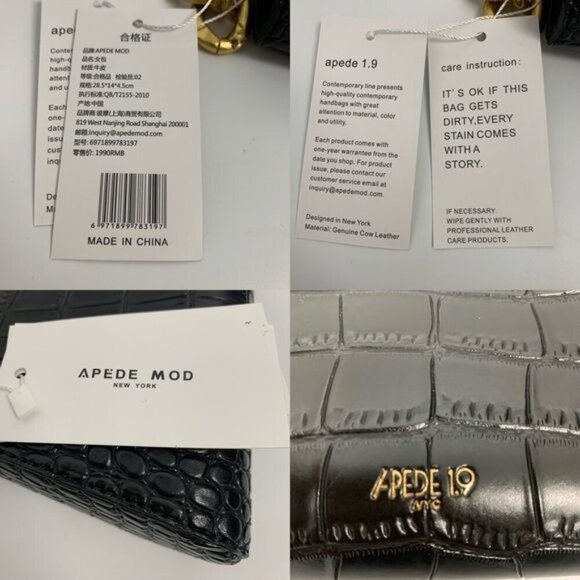 croc embossed faux leather Shoulder Bag for Women PU chunky chain adjustable nwt - Picture 9 of 11